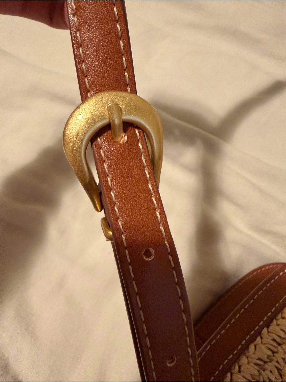 MNG - Mango Woven Straw Crossbody Bag with Brown Leather Details - Picture 8 of 14